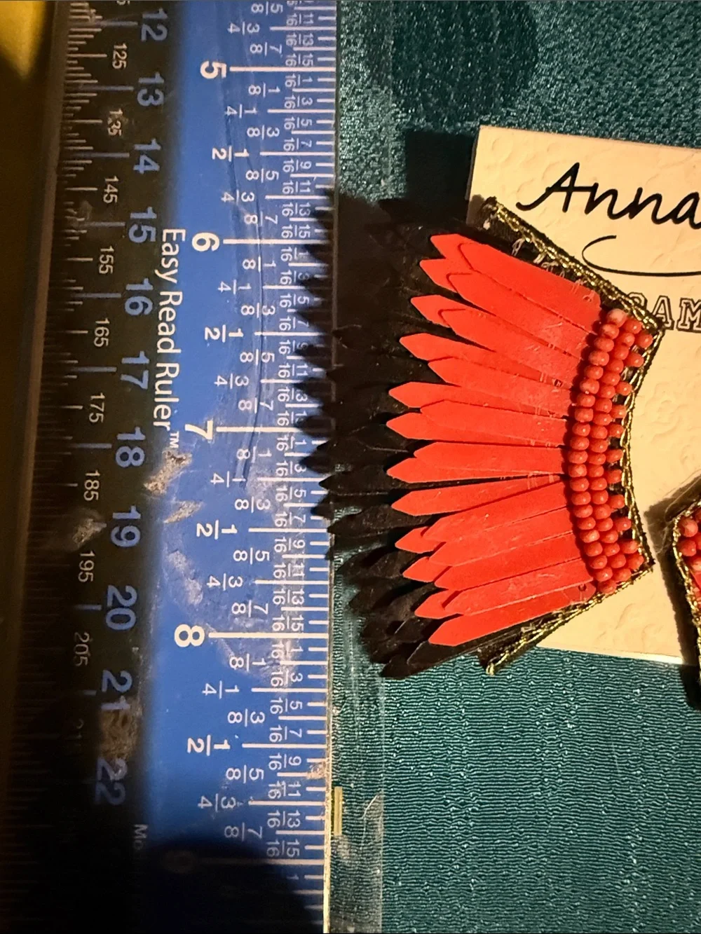 Anna & Ava Red and Black Feather Fringe Earrings